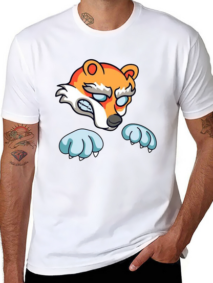 Cartoon Fox Graphic Black T-Shirt
