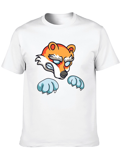 Cartoon Fox Graphic Black T-Shirt