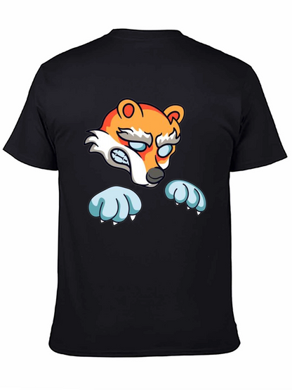 Cartoon Fox Graphic Black T-Shirt