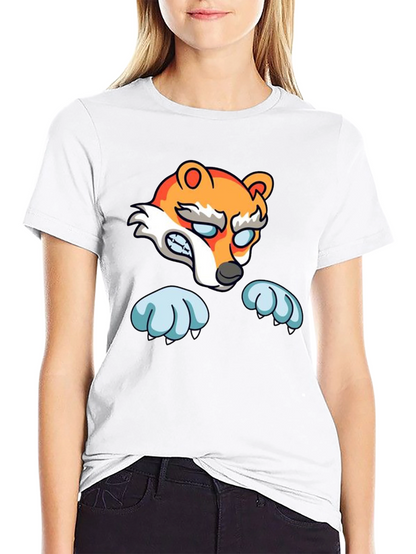 Cartoon Fox Graphic Black T-Shirt
