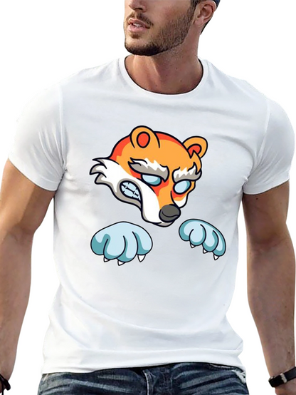 Cartoon Fox Graphic Black T-Shirt