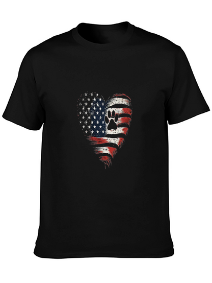 Patriotic Paw Print Heart T-Shirt