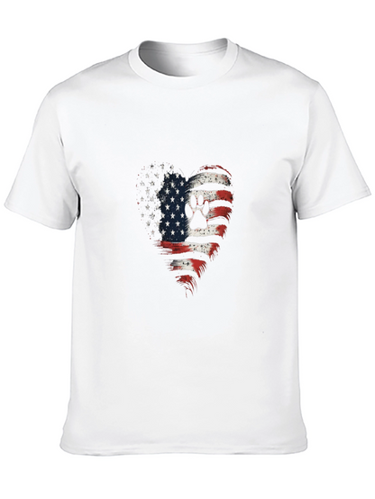 Patriotic Paw Print Heart T-Shirt