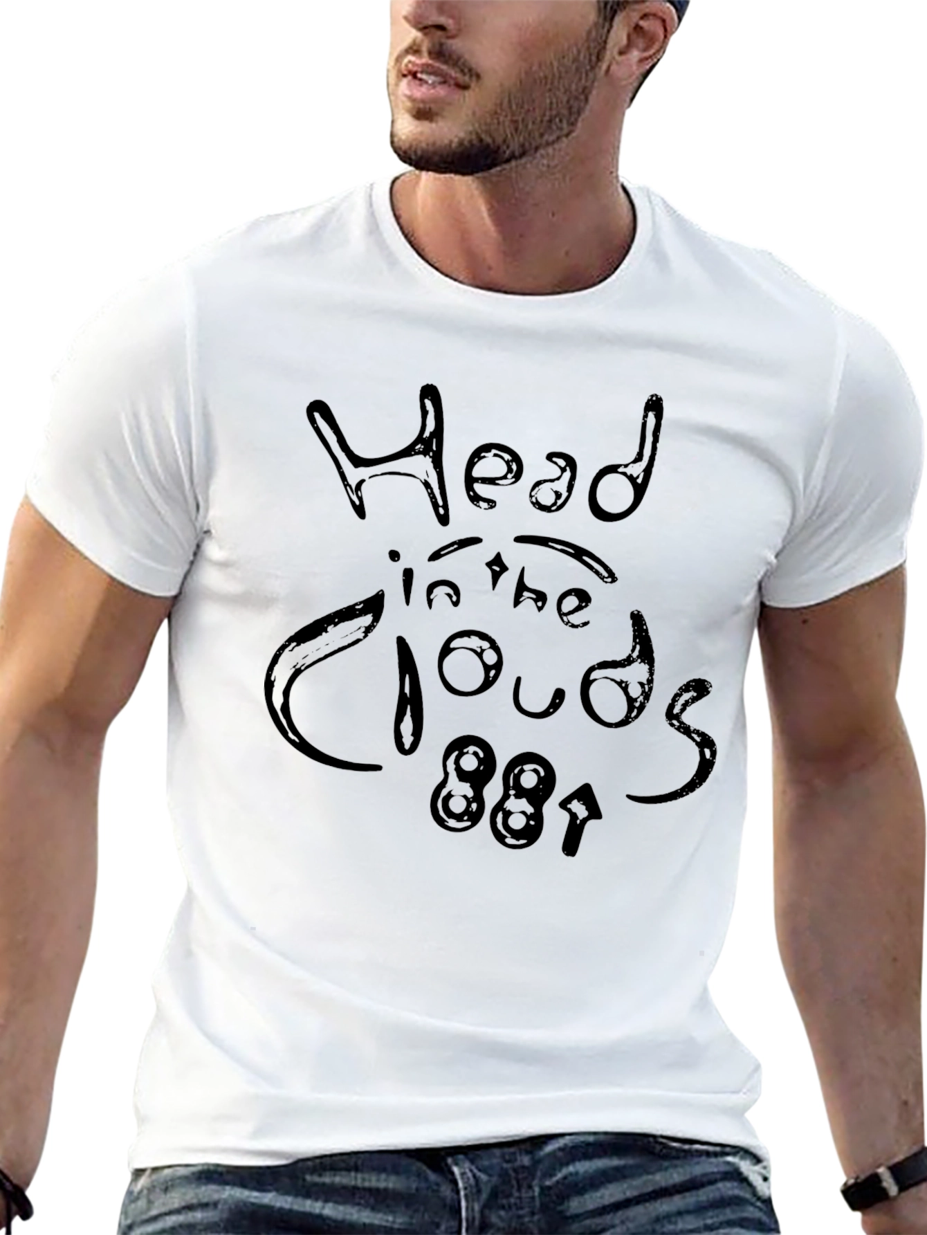 Head in the Clouds Black Graphic T-Shirt