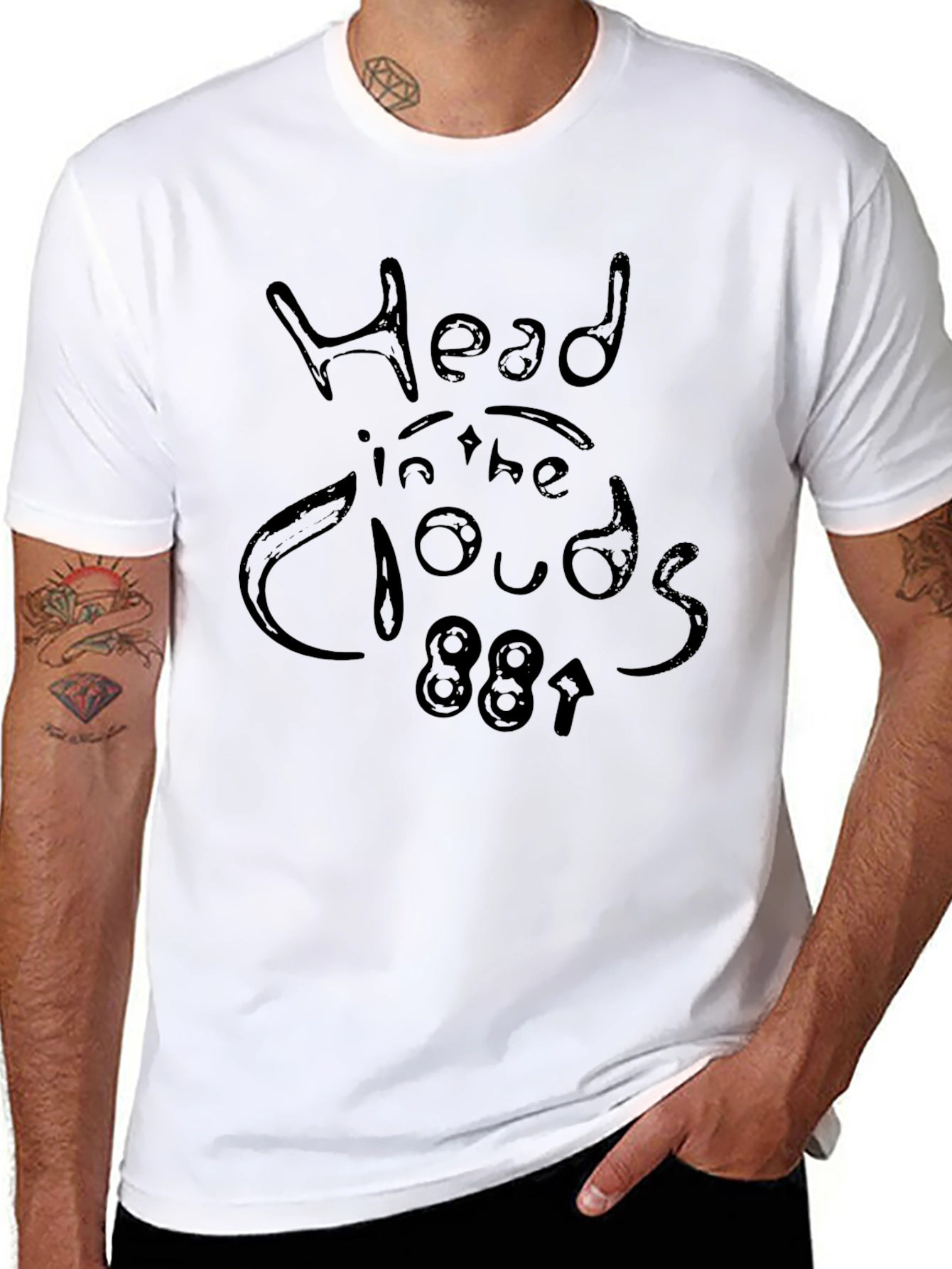 Head in the Clouds Black Graphic T-Shirt