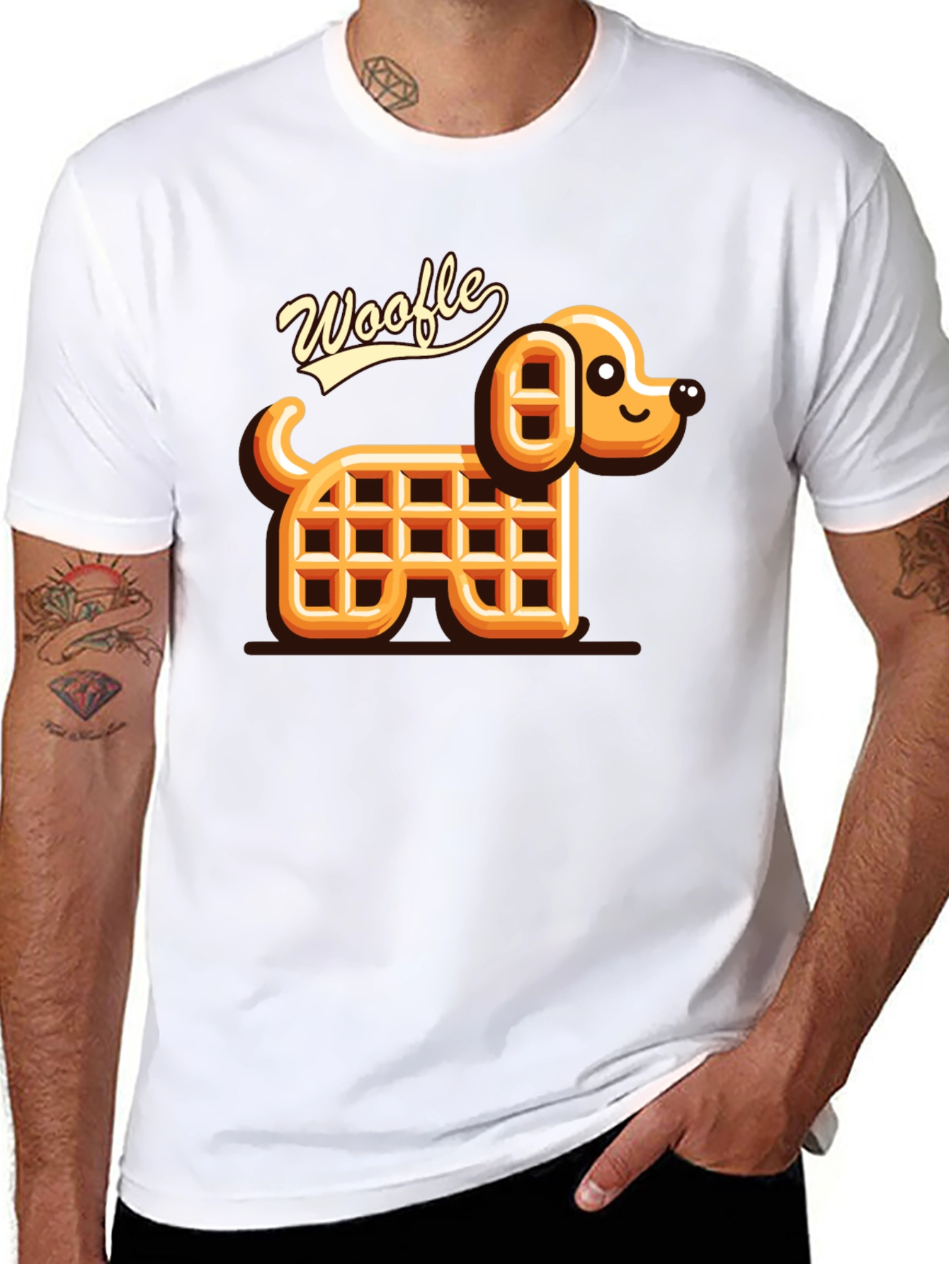 Woofle Waffle Dog Black T-Shirt