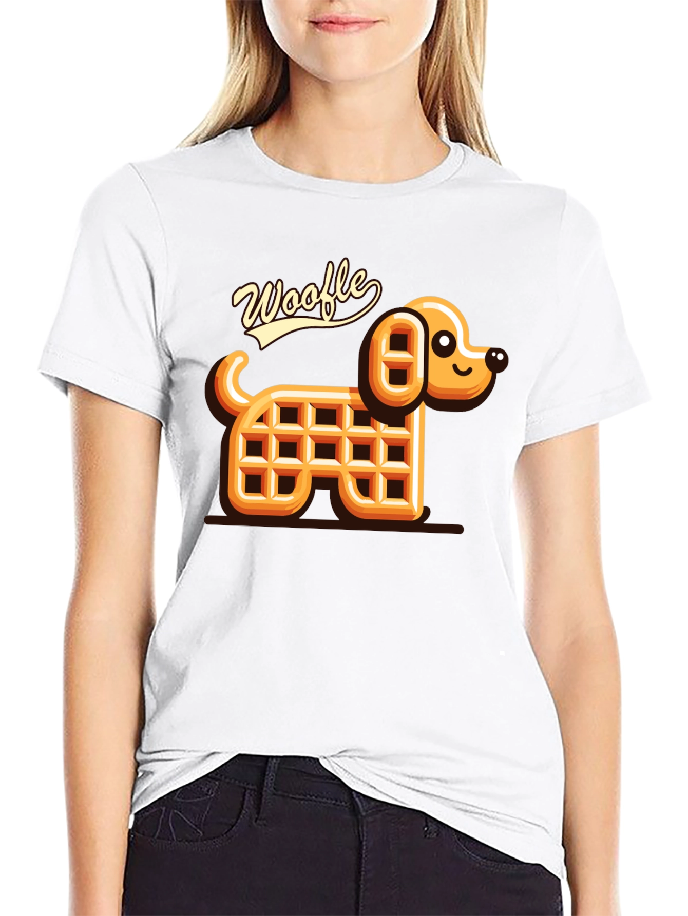 Woofle Waffle Dog Black T-Shirt