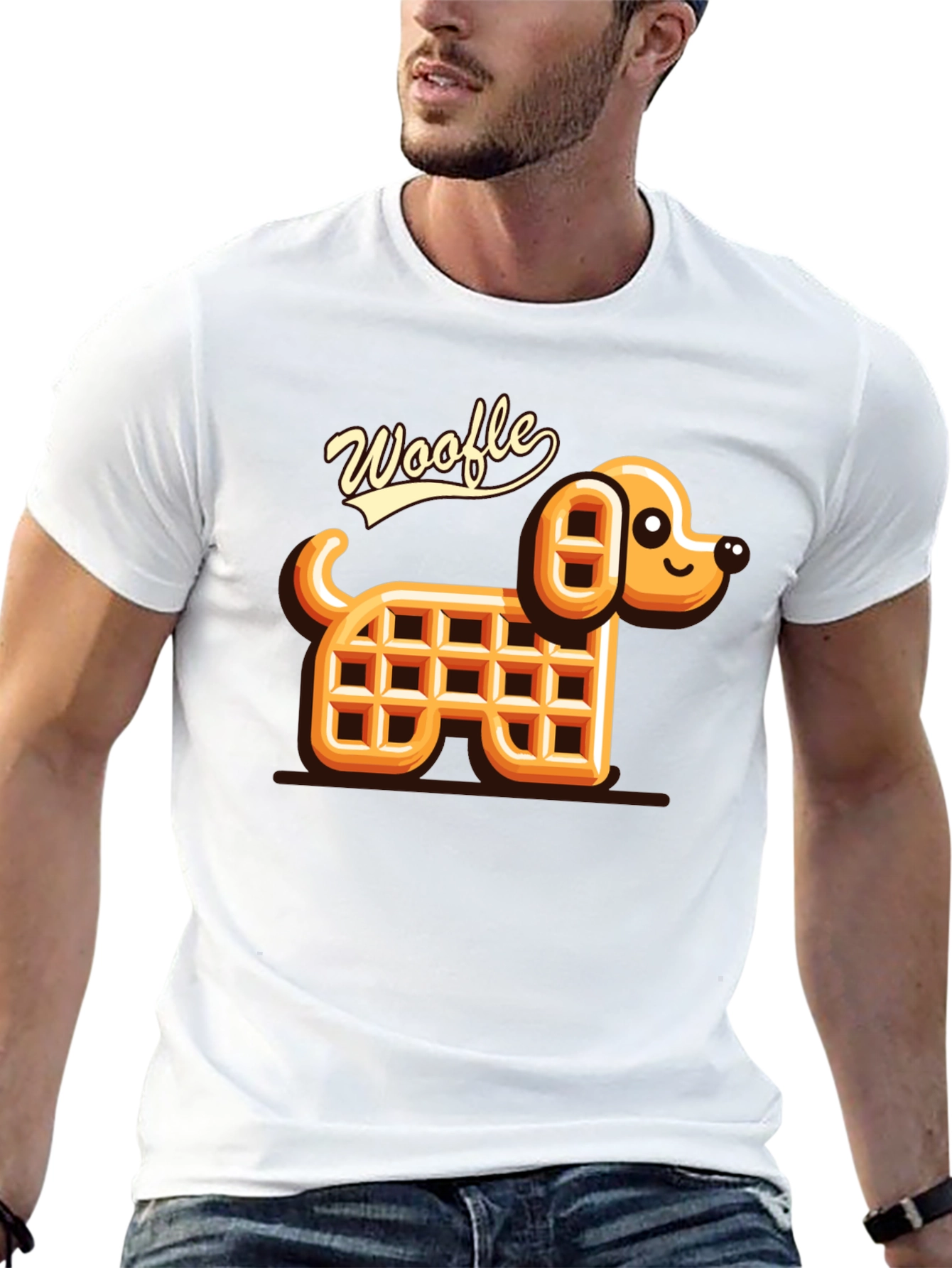 Woofle Waffle Dog Black T-Shirt