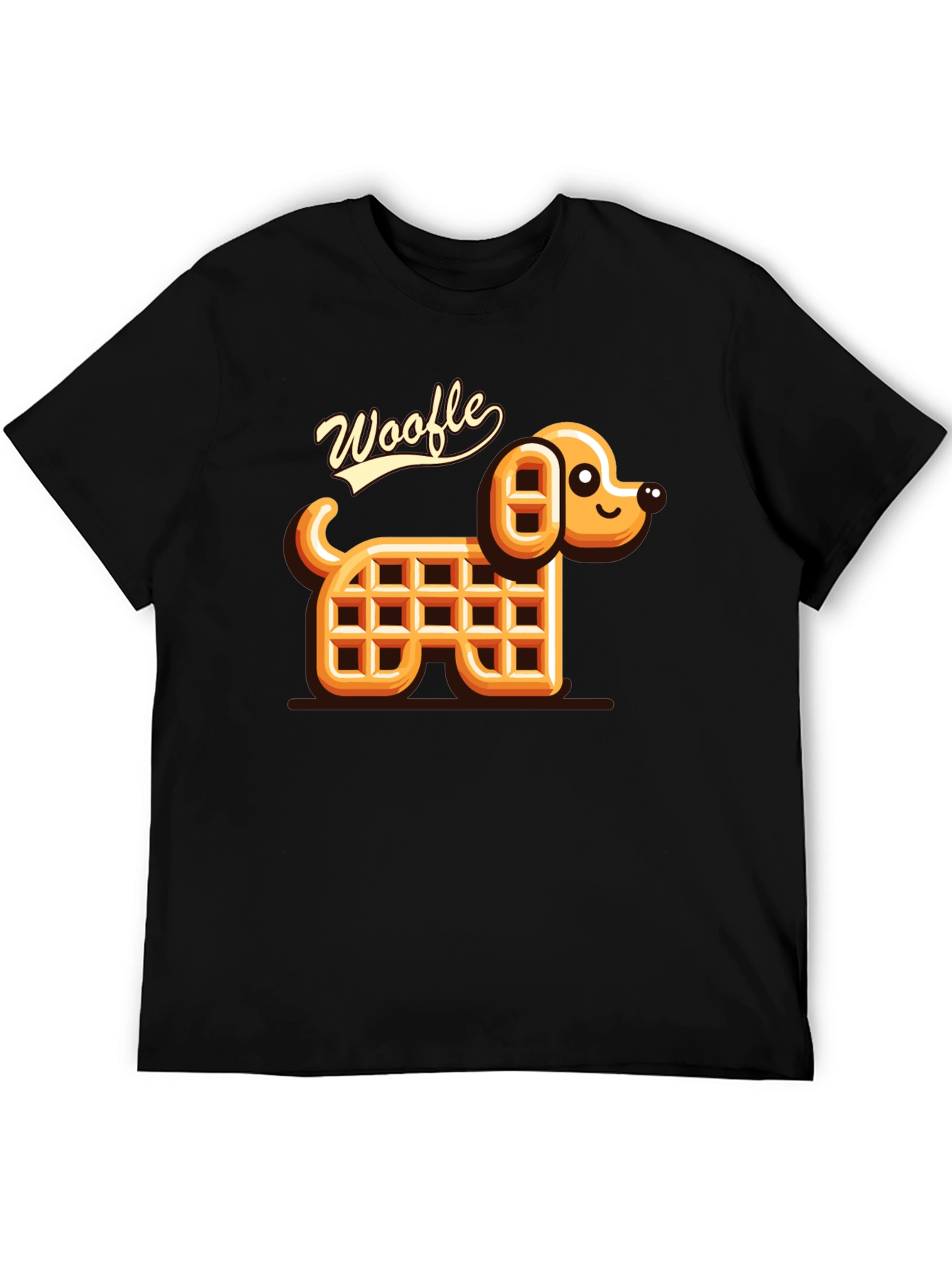 Woofle Waffle Dog Black T-Shirt