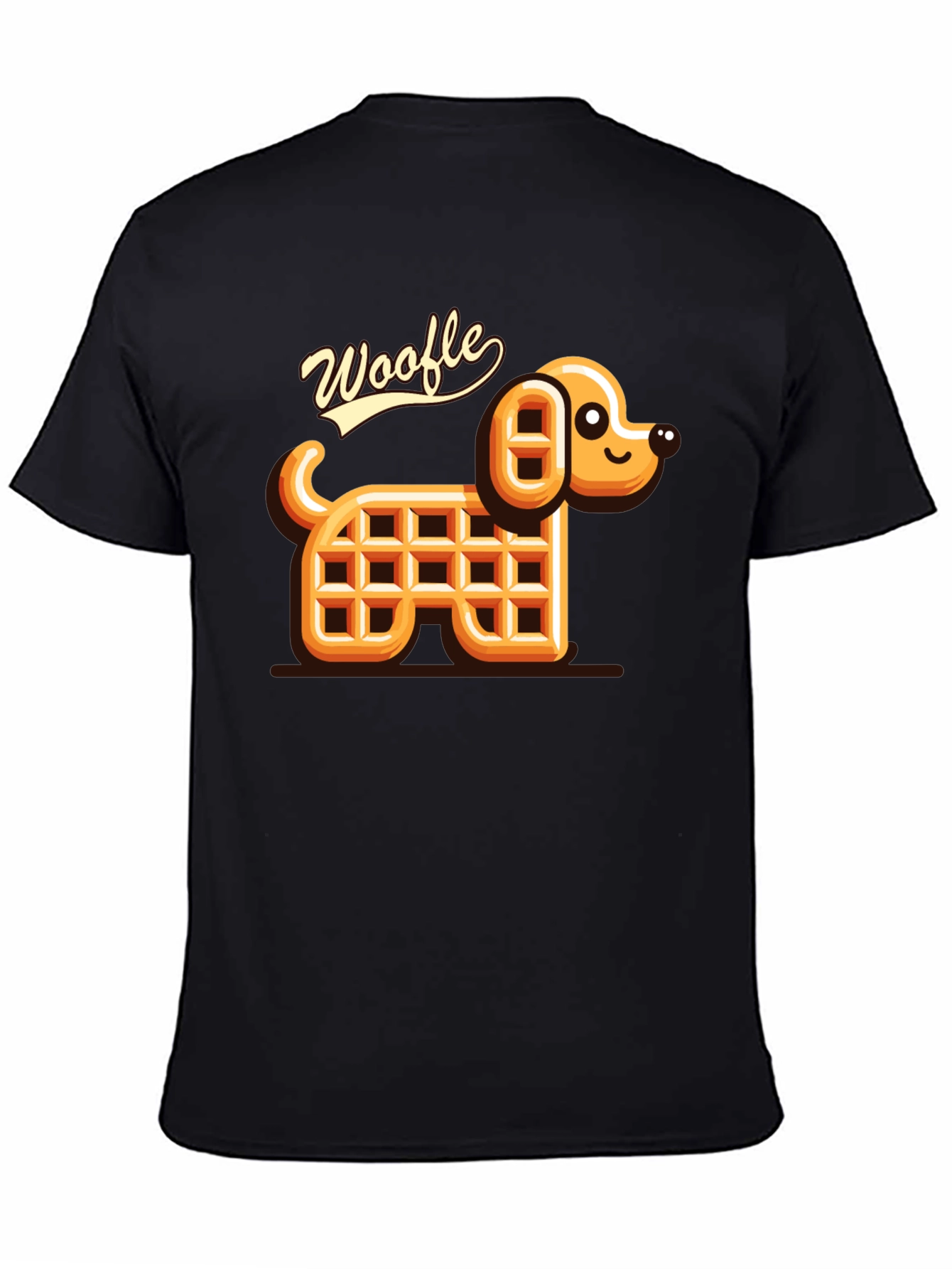 Woofle Waffle Dog Black T-Shirt