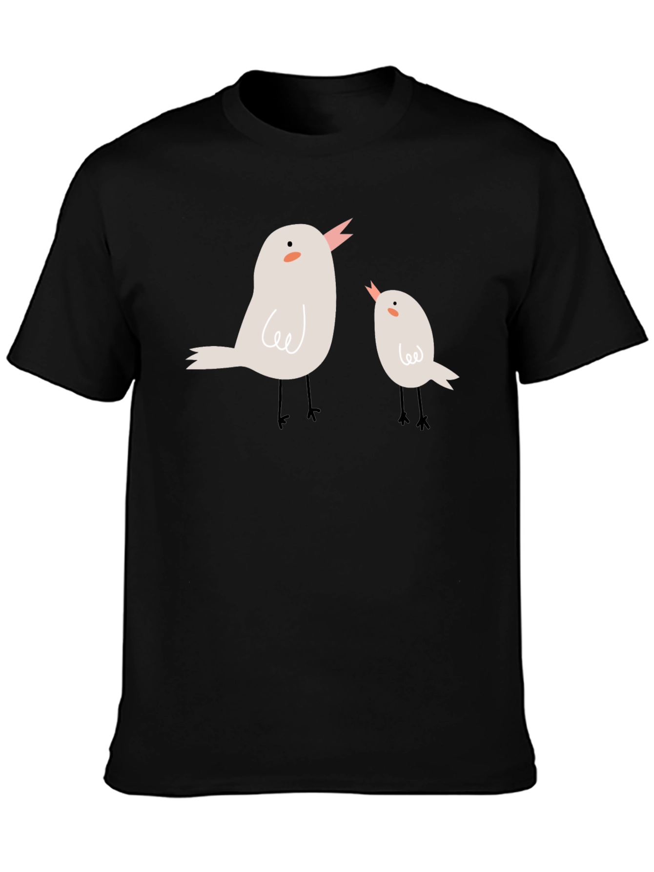 Cute Birdie Graphic Black Tee Shirt