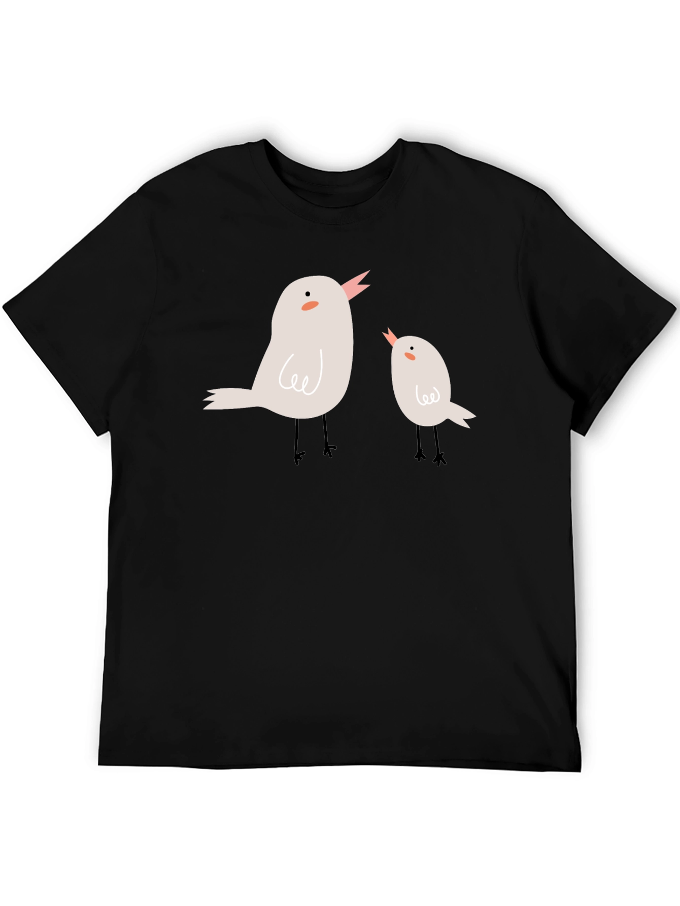 Cute Birdie Graphic Black Tee Shirt