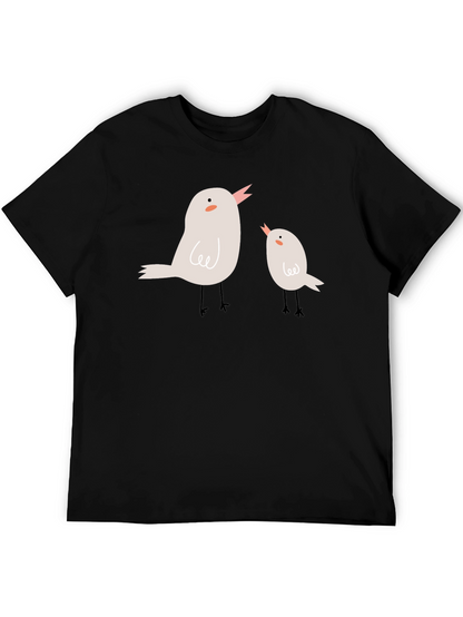 Cute Birdie Graphic Black Tee Shirt