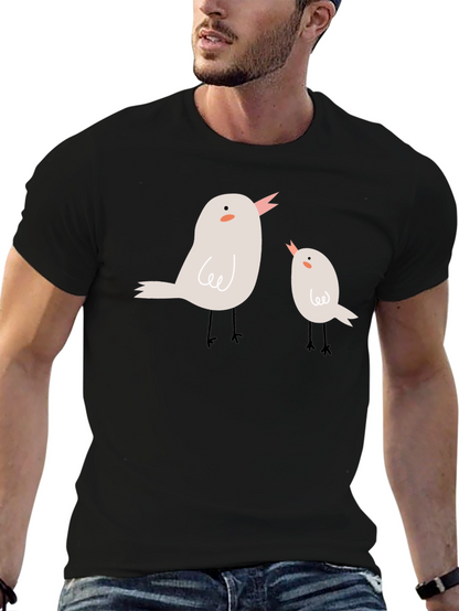 Cute Birdie Graphic Black Tee Shirt
