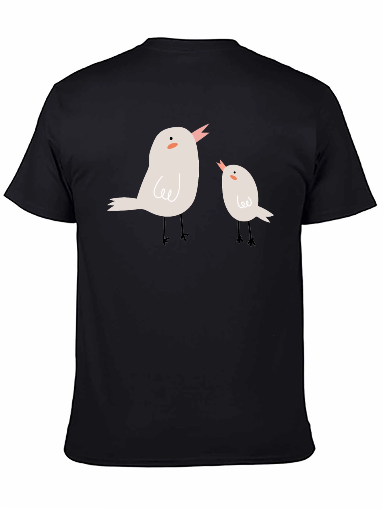 Cute Birdie Graphic Black Tee Shirt