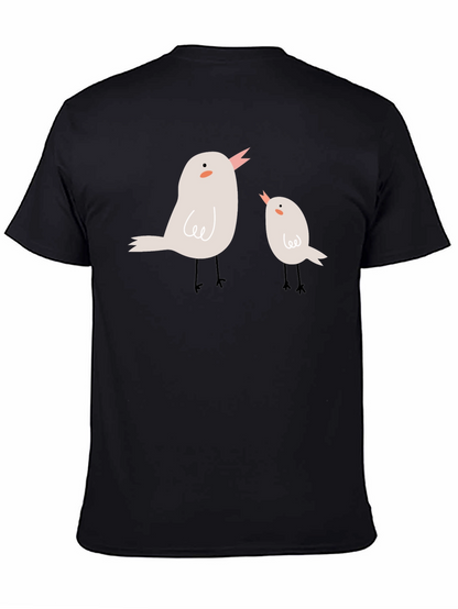 Cute Birdie Graphic Black Tee Shirt