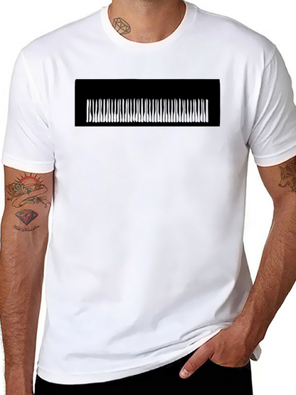 Black Graphic Tee - Abstract Vertical Lines Design