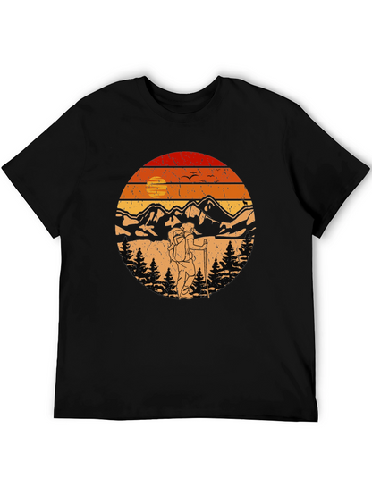 Hiking Adventure T-Shirt - Mountain Sunset Graphic Tee