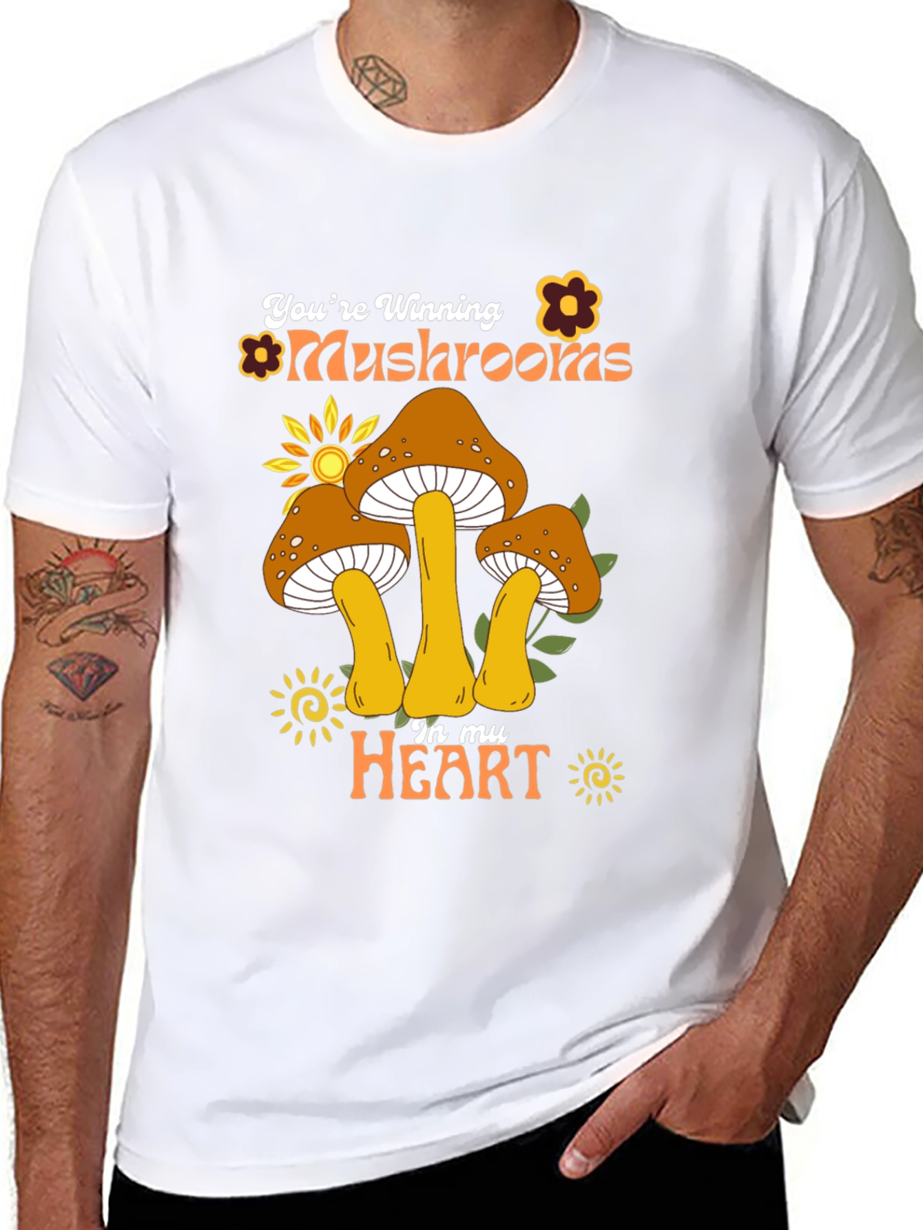 Youre Winning Mushrooms In My Heart Black T-Shirt