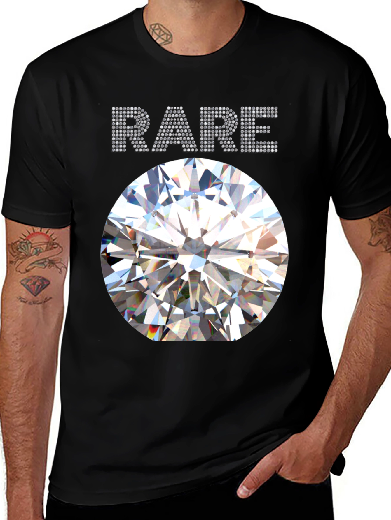 Mens Rare Diamond Graphic Black T-Shirt