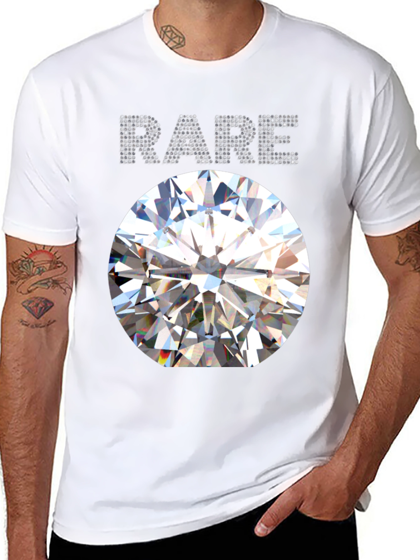 Mens Rare Diamond Graphic Black T-Shirt