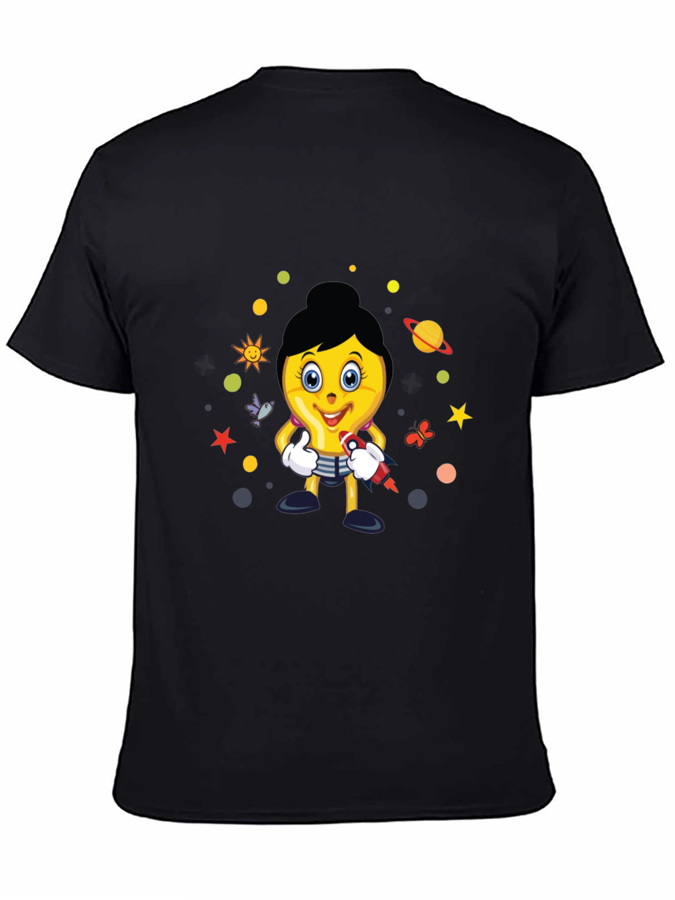 Fun Graphic Print Tee - Black Cotton Blend