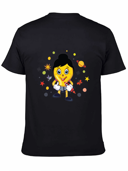 Fun Graphic Print Tee - Black Cotton Blend
