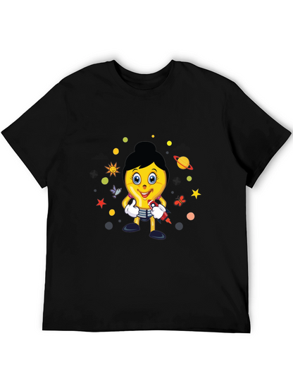 Fun Graphic Print Tee - Black Cotton Blend