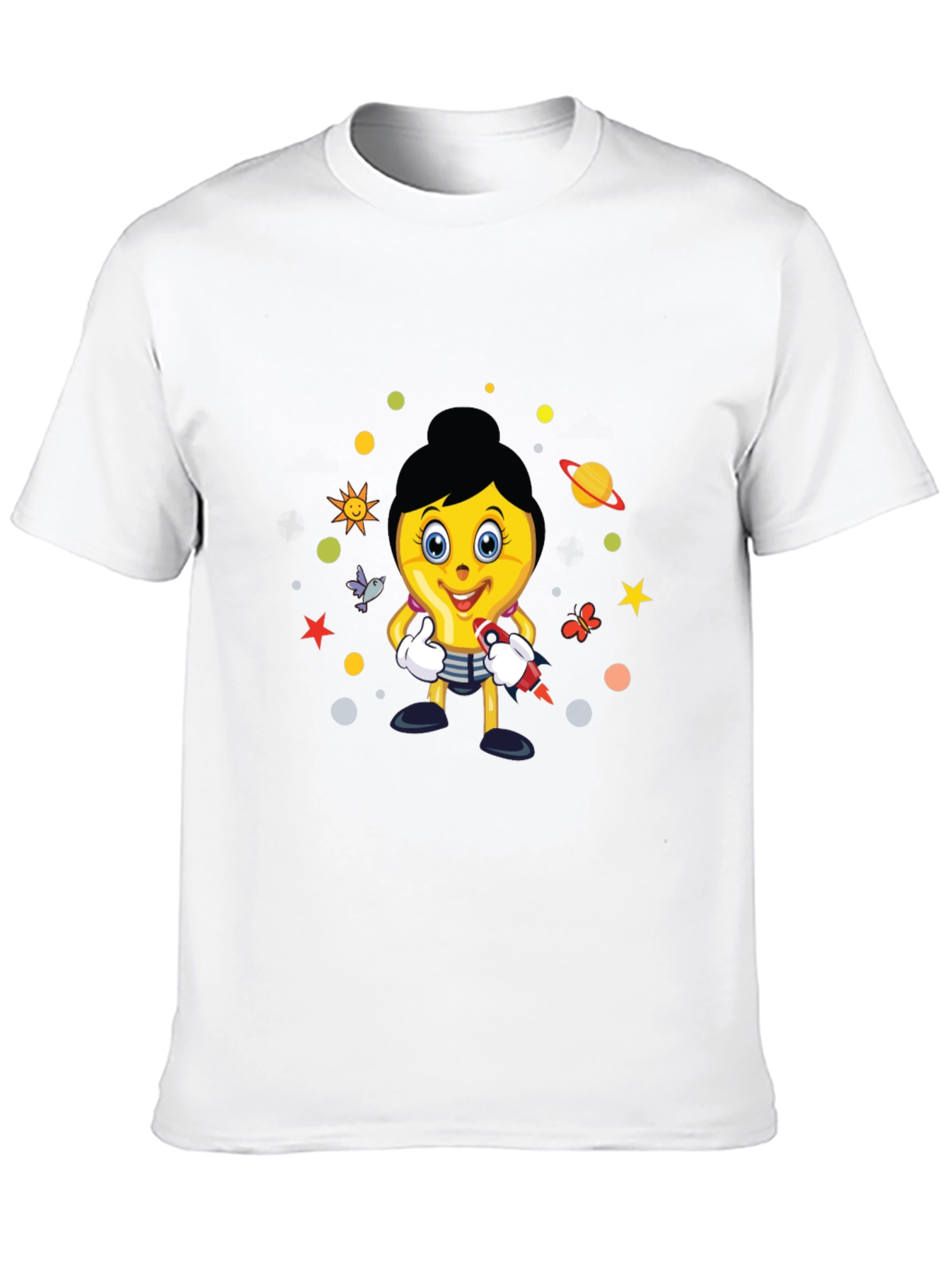Fun Graphic Print Tee - Black Cotton Blend