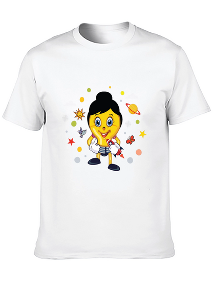 Fun Graphic Print Tee - Black Cotton Blend