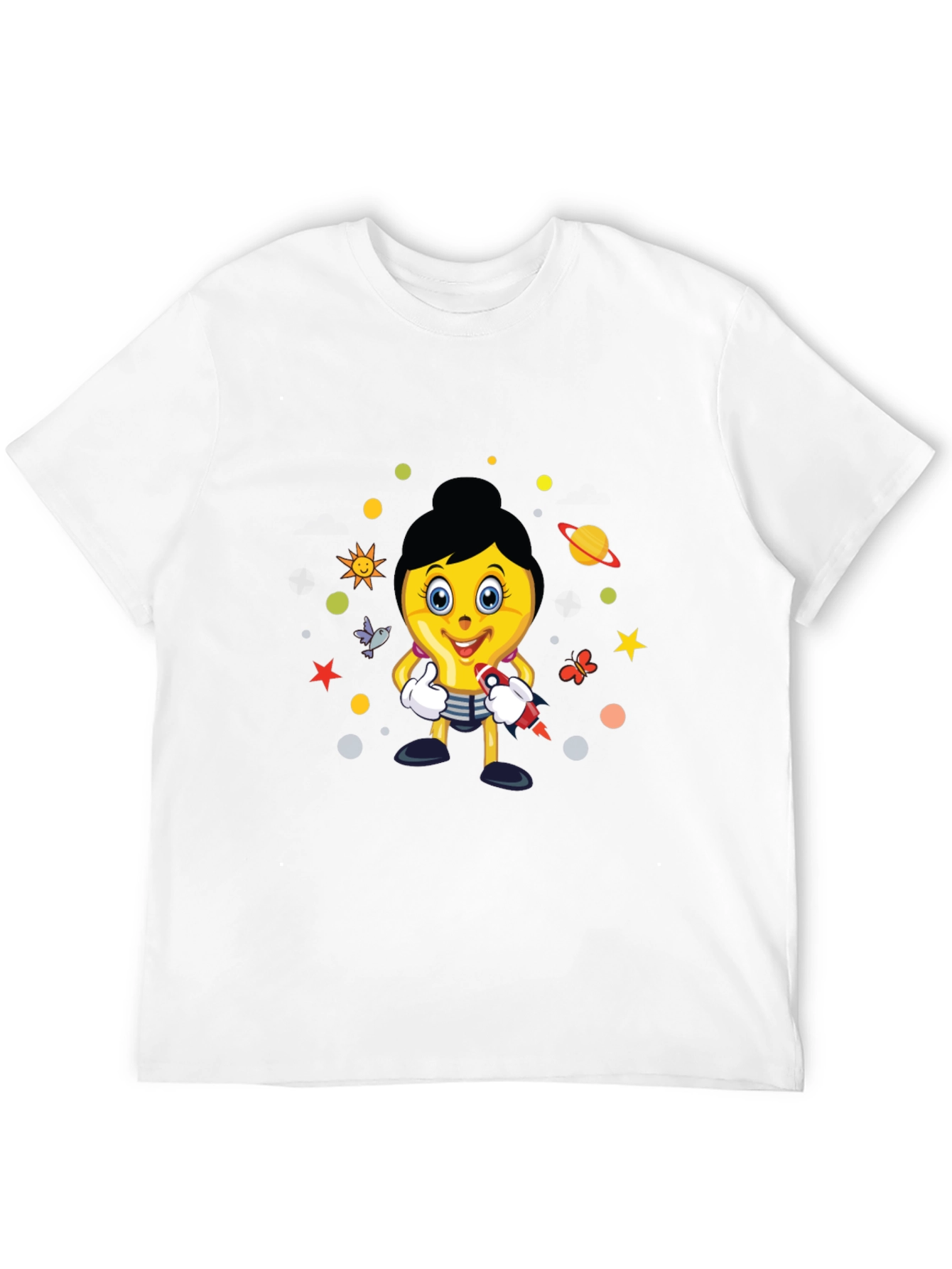 Fun Graphic Print Tee - Black Cotton Blend