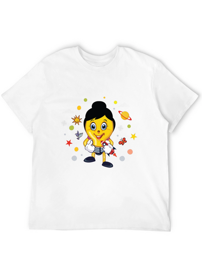 Fun Graphic Print Tee - Black Cotton Blend