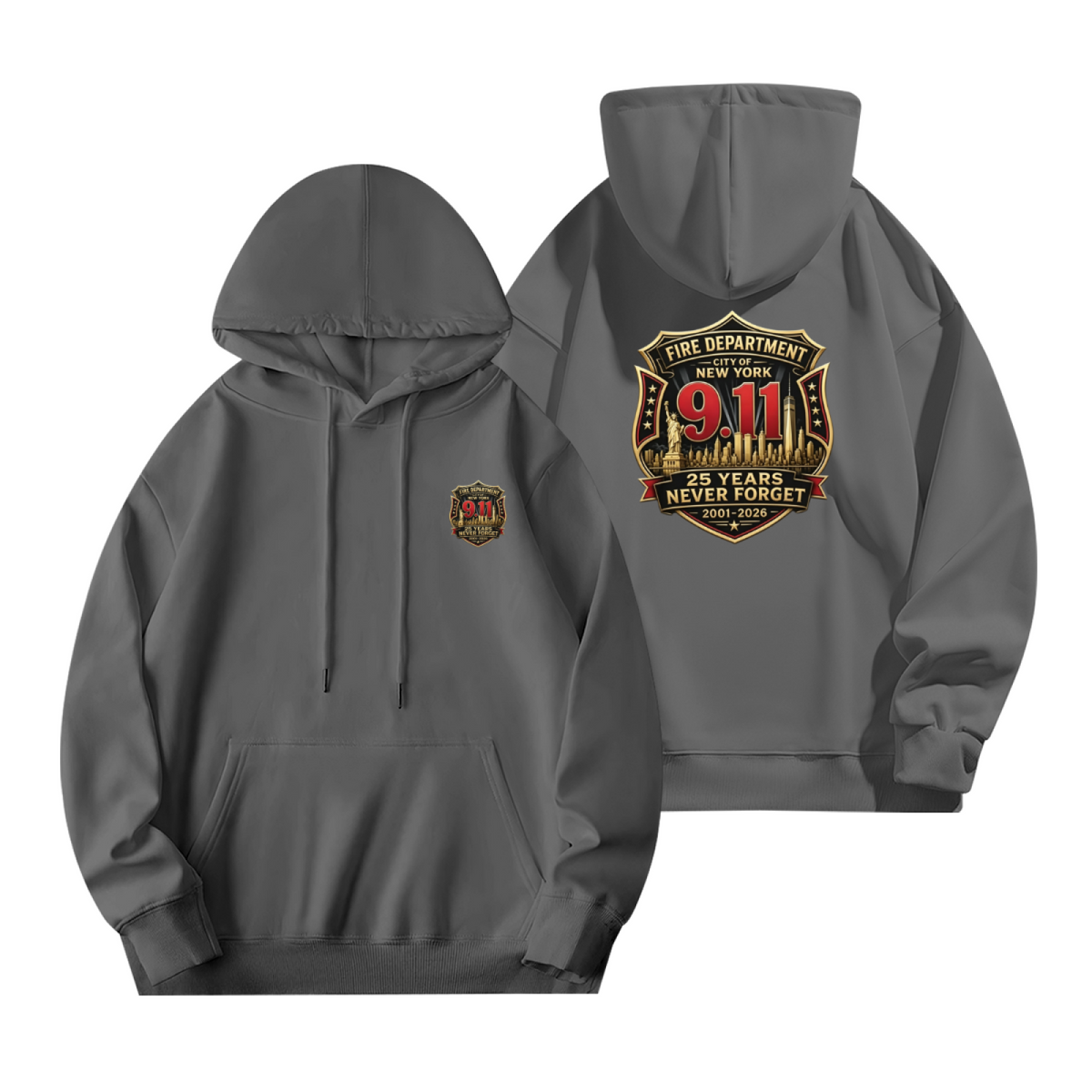 FDNY New York 9/11 25 Years Never Forget Commemorative Double?Sided Hoodie