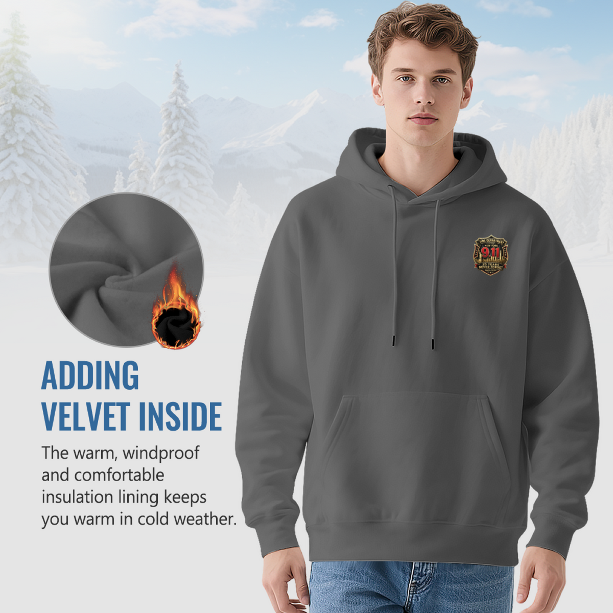 FDNY New York 9/11 25 Years Never Forget Commemorative Double?Sided Hoodie
