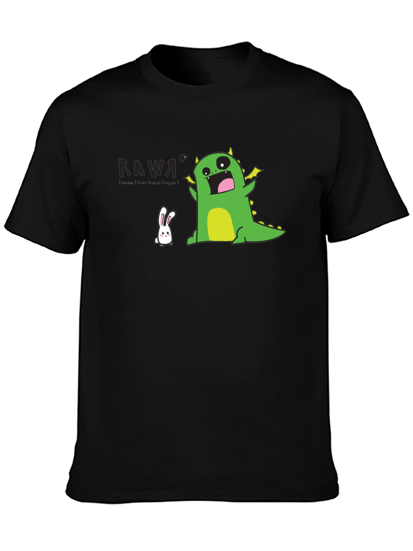 Kawaii Dinosaur T-Shirt - Black Fun Design