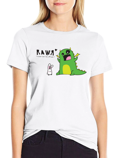 Kawaii Dinosaur T-Shirt - Black Fun Design