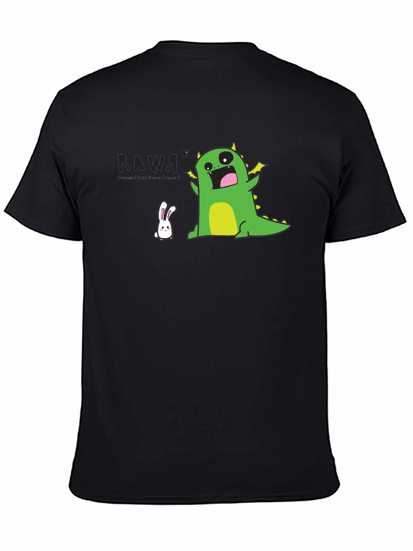 Kawaii Dinosaur T-Shirt - Black Fun Design