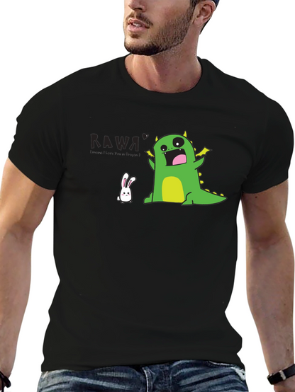 Kawaii Dinosaur T-Shirt - Black Fun Design