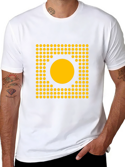 Geometric Dot Circle Graphic Tee - Black