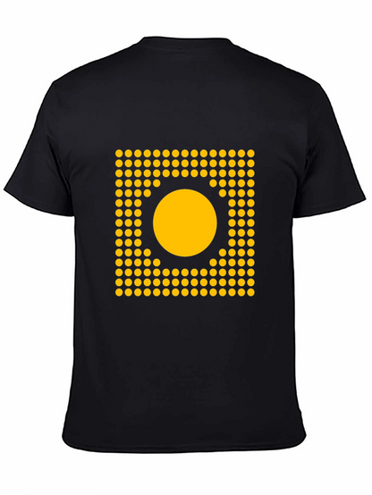 Geometric Dot Circle Graphic Tee - Black
