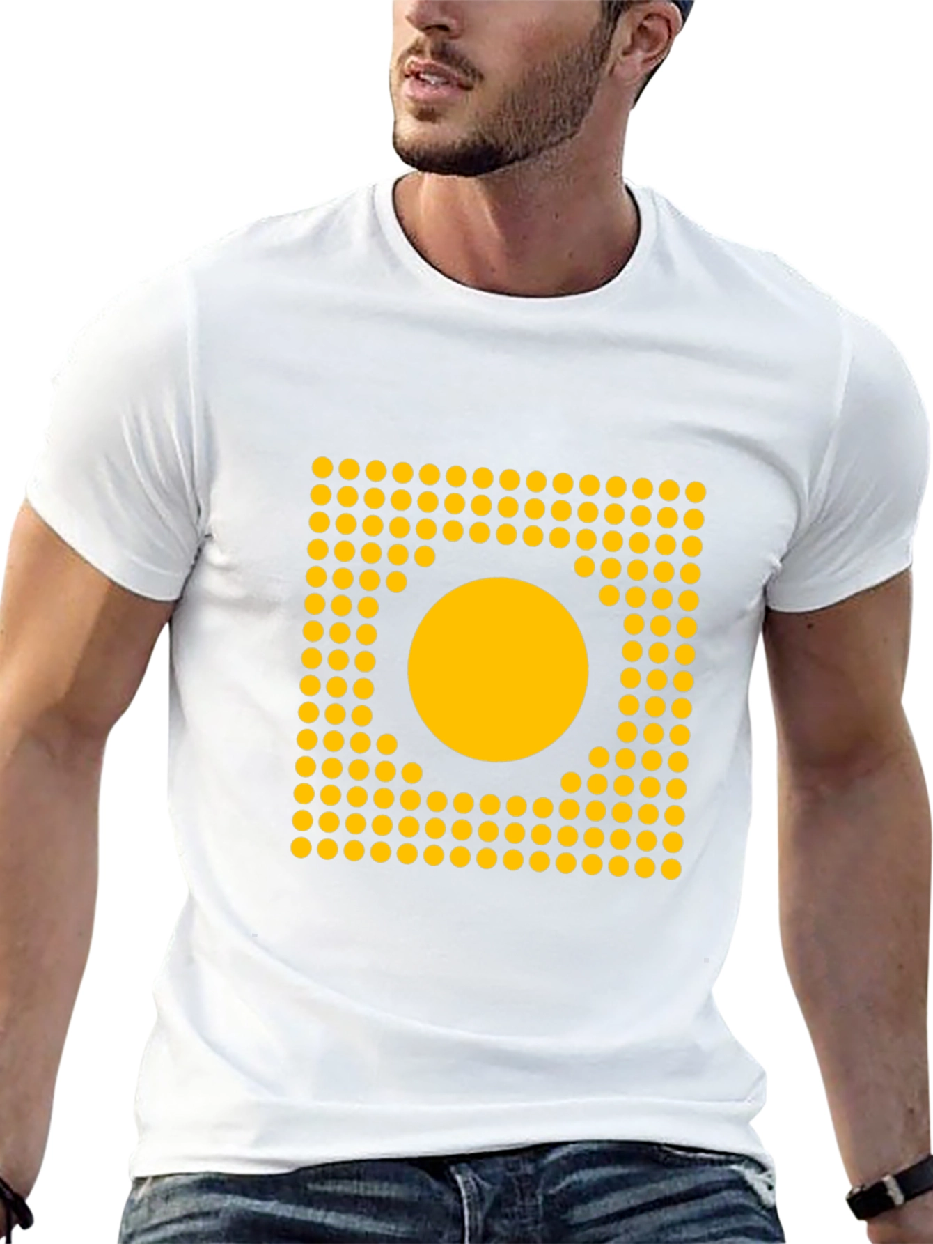Geometric Dot Circle Graphic Tee - Black