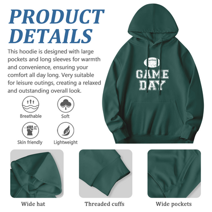 Distressed Game Day Football Pullover Hoodie