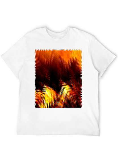Fiery Abstract Ripple Print Black T-Shirt