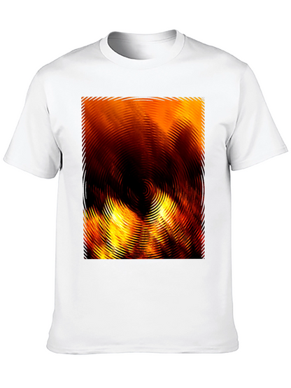 Fiery Abstract Ripple Print Black T-Shirt