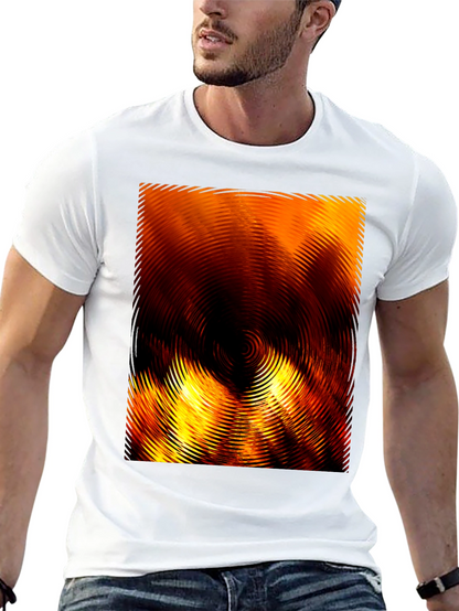 Fiery Abstract Ripple Print Black T-Shirt