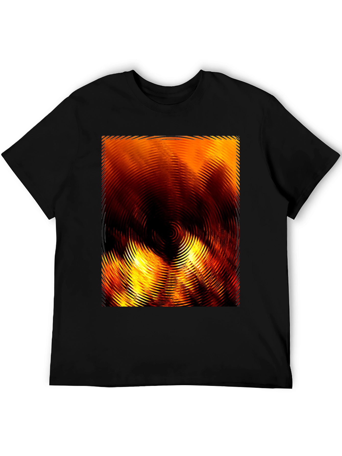 Fiery Abstract Ripple Print Black T-Shirt