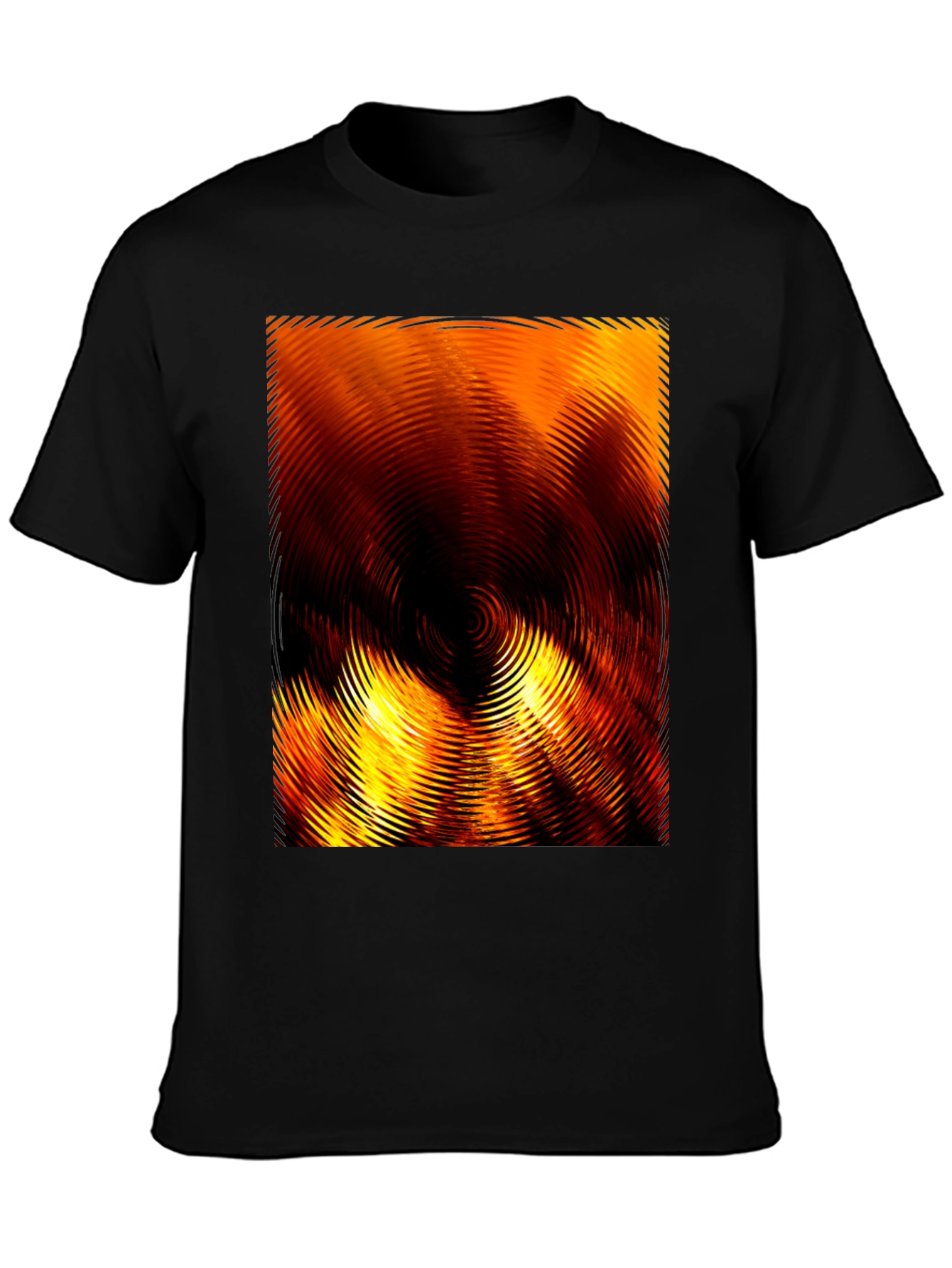 Fiery Abstract Ripple Print Black T-Shirt