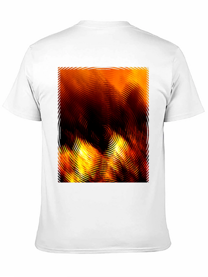 Fiery Abstract Ripple Print Black T-Shirt