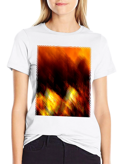 Fiery Abstract Ripple Print Black T-Shirt