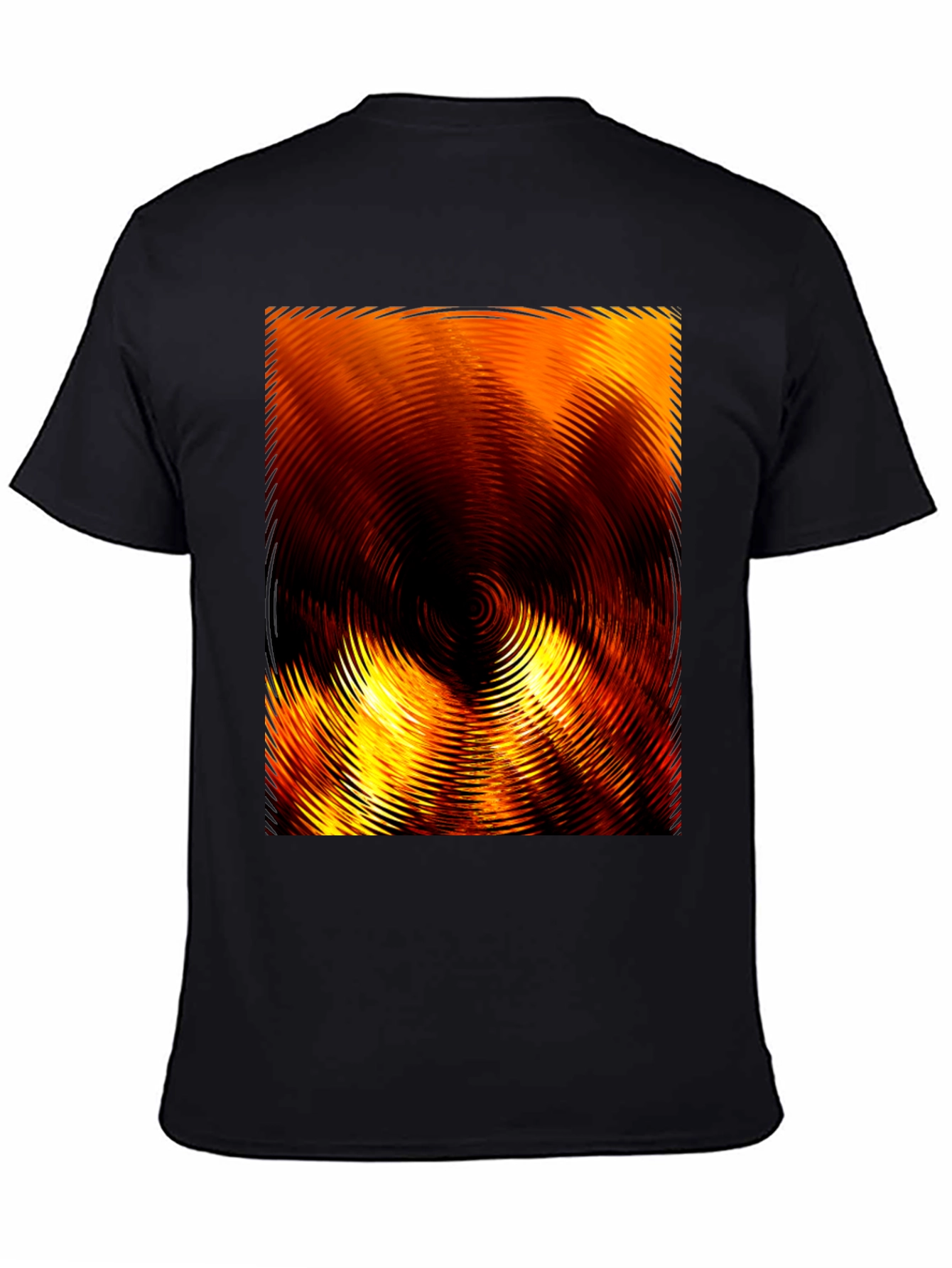 Fiery Abstract Ripple Print Black T-Shirt